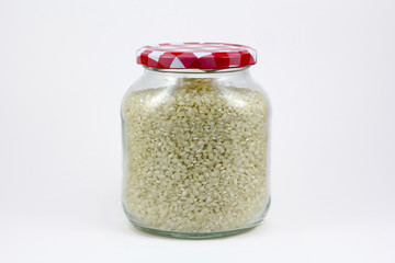 Rice in a glass jar