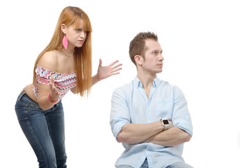 Young couple have an argument because of relationship crisis