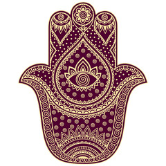 Color vector hamsa hand drawn symbol.
