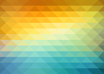 Fototapeta na wymiar Abstract geometric background with orange, blue and yellow triangles. Summer sunny design.