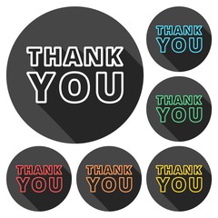 Thank you icons set with long shadow