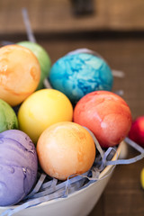 Colored Easter Eggs In A Bowl