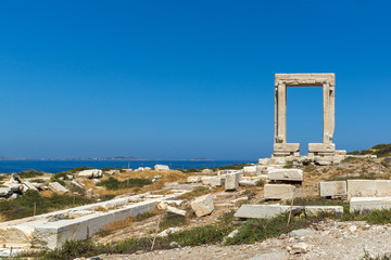 Panoramic view of Portara, Apollo Temple Entrance, Naxos Island, Cyclades, Greece