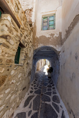 Fototapeta na wymiar Small street in Chora town, Naxos Island, Cyclades, Greece