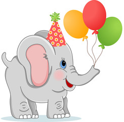 Birthday elephant with balloons