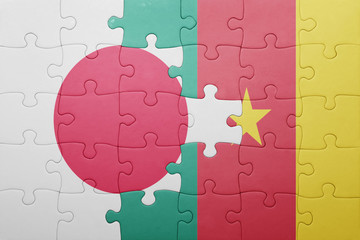 puzzle with the national flag of japan and cameroon