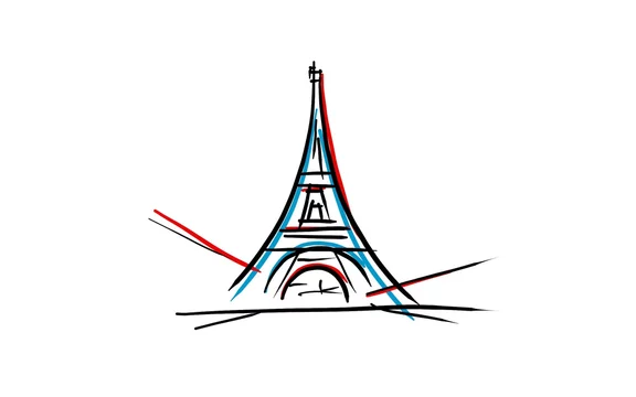 Dessin Tour Eiffel bleu blanc rouge Illustration Stock | Adobe Stock