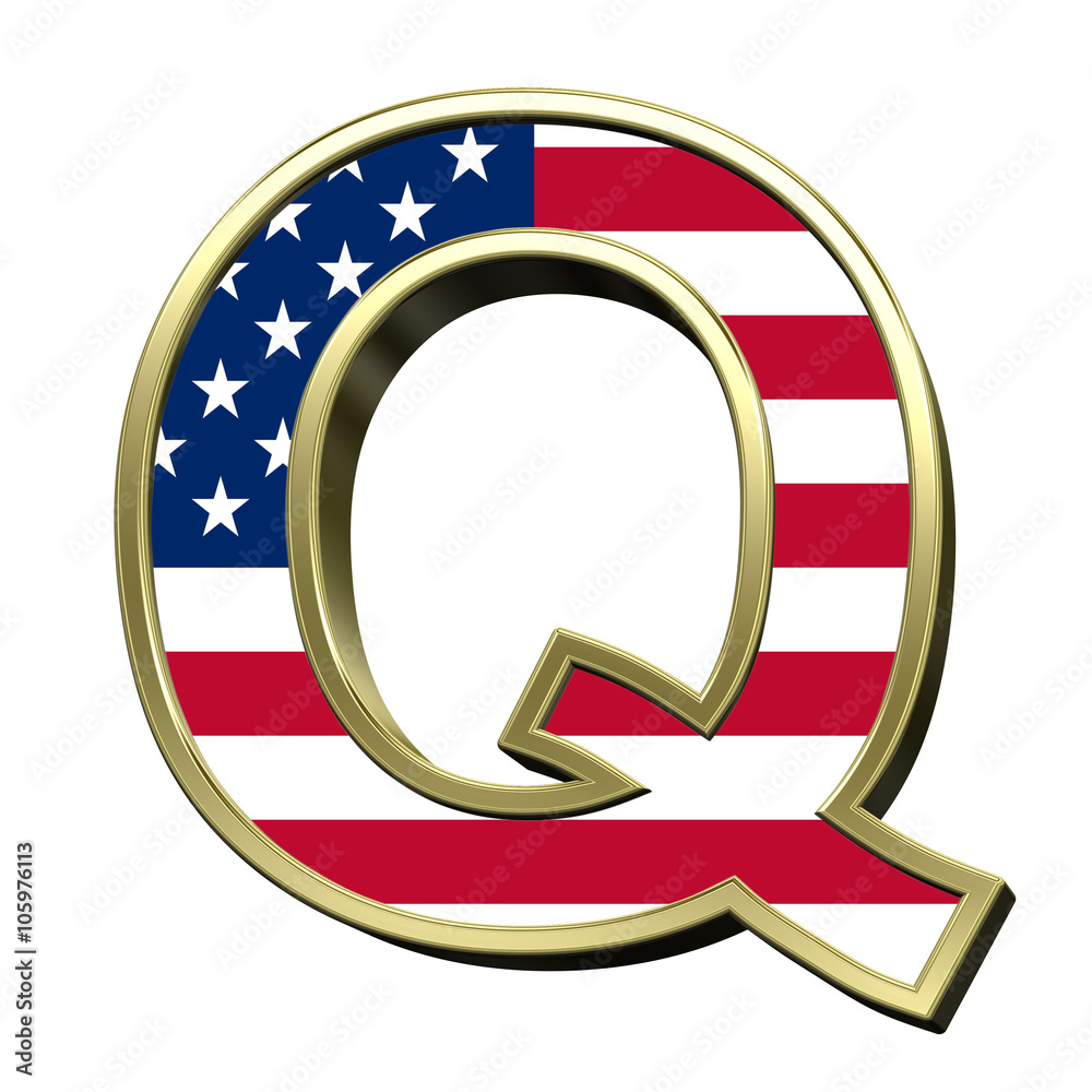 Fototapete one letter from american flag alphabet set isolated over white. computer generated 3d photo renderin