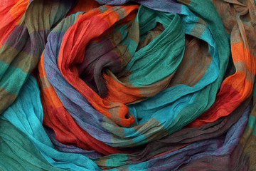 Colorful creased cloth texture