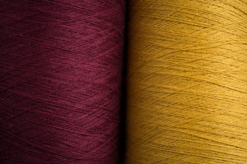 Yellow and Maroon Sewing Thread Swatch