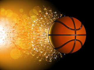 Basketball flying like a comet