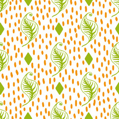 Green leaves seamless pattern. Vector design 