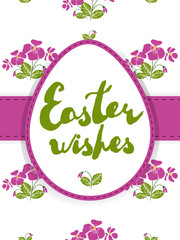 Easter greeting card. Handwritten phrase: "Easter wishes" 