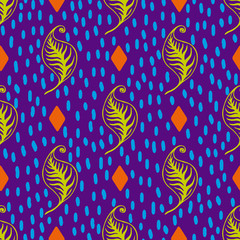 Wavy leaves seamless pattern.