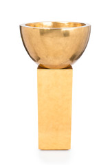 Golden Decorative Bowl on Golden Rectangular Pedestal