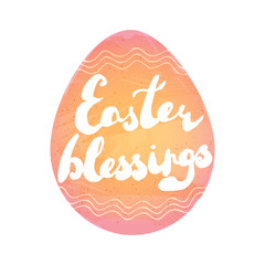 Easter greeting card. Handwritten text "Easter blessings" 