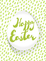 Realistic vector egg with handwritten text "Happy Easter".