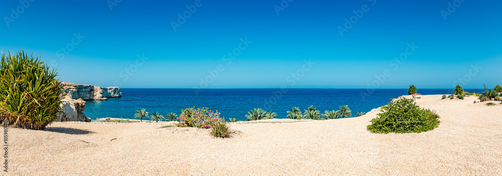 Wall mural Oman Coast Landscape at Barr Al Jissah in east of Muscat, Oman.