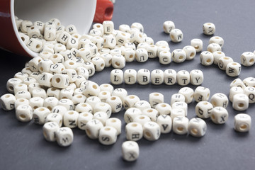 The word Liberty written wood block. Wooden ABC
