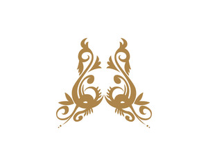 Gold Damask Ornamental Floral Logo 