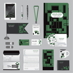 White identity template with origami elements. Vector company st