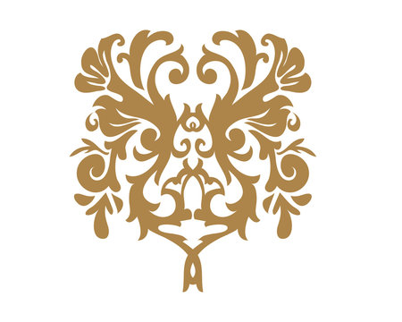 Gold Damask Ornamental Floral Logo 