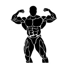 Bodybuilding and powerlifting concept, icon, vector illustration