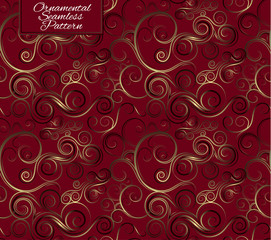 Seamless pattern with curls. Red background