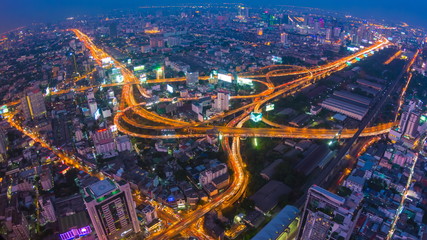 Time Lapse Day To Night Cityscape Of Bangkok City, Thailand