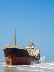 stranded tanker ship