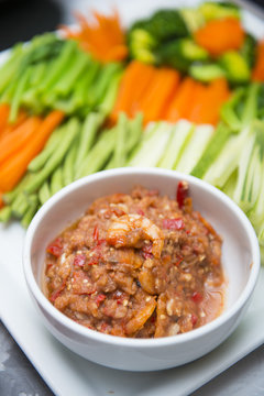 Thai chili paste with blanched vegetables