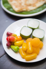 delicious sweet thai dessert on dish