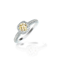 cognac diamond ring in halo setting