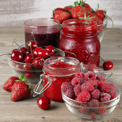 Various jams and berries