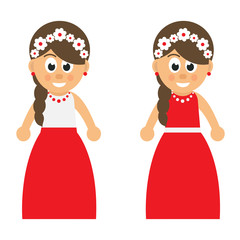 cartoon girl in red skirt vector and red dress