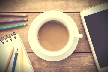 cup of coffee on work table