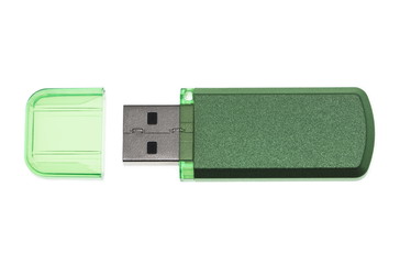 Green USB and Lid isolated on white