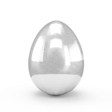 Silver Egg isolated on white background. Clipping path is included. Great use for business related concepts and metaphors.