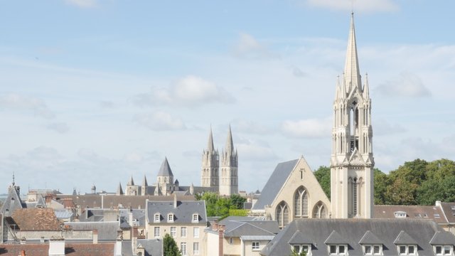 Normandy city of Caen in northern France by the day slow tilt 4K 3840X2160 UltraHD footage - Calvados region of French city Caen cityscape slow tilting 4K 2160p UHD video 