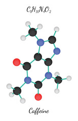 C8H10N4O2 caffeine molecule