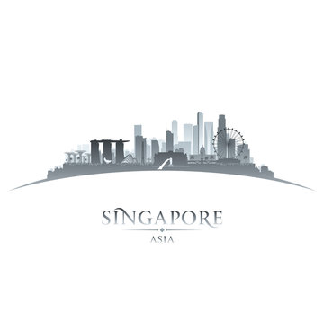 Singapore city skyline silhouette white background