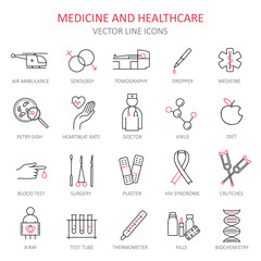 Modern thin line of icons on medicine.