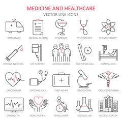 Modern thin line of icons on medicine.