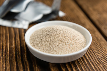 Bowl with dried Yeast