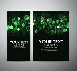 Abstract green hexagons. Graphic resources design template or roll up. 