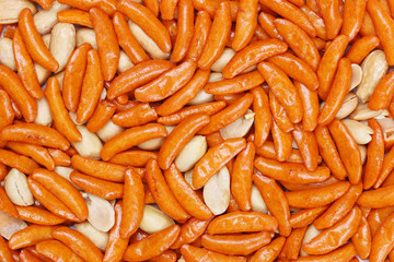 Japanese rice cracker with nuts for pattern