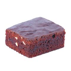 Chocolate brownie with nuts isolated on white