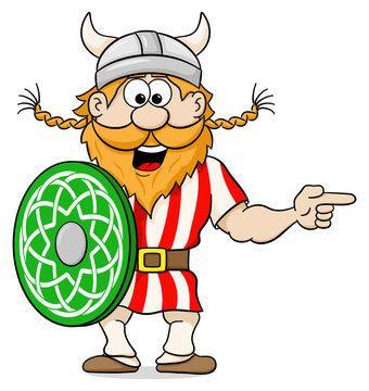 Wikinger zeigt auf etwas