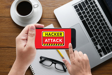 Warning Hacker Attack Browsing Concept