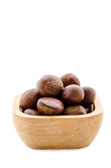 Sweet chestnut in wooden bowl.